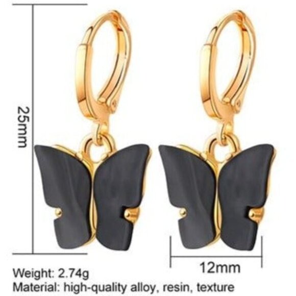 🆕 Aurora Black Butterly Charm Earrings - Picture 2 of 2